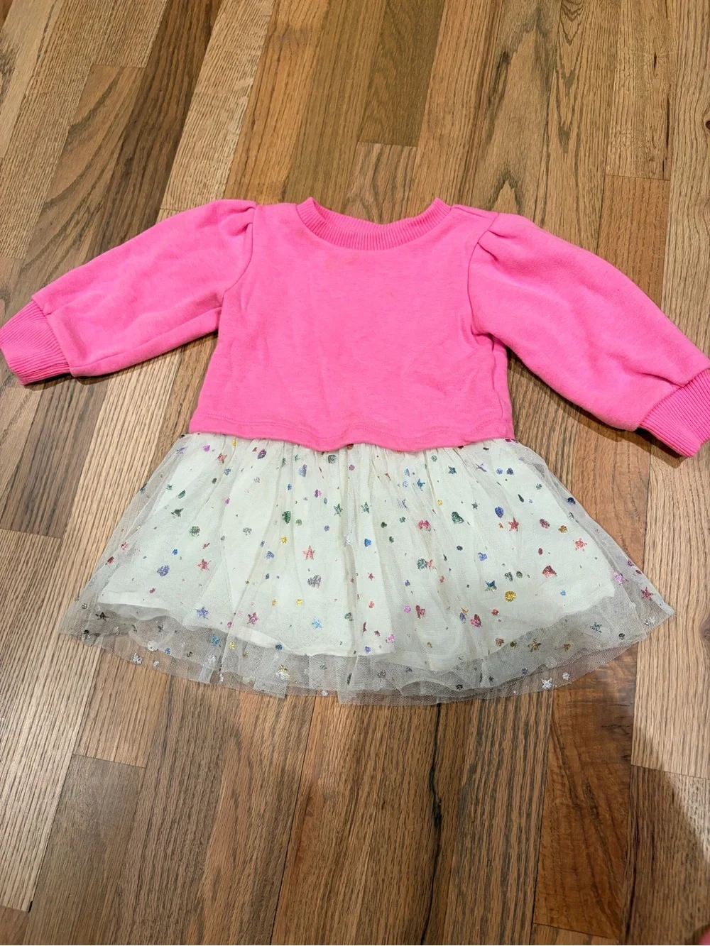 Gap toddler girl pink sweatshirt tutu dress with metallic foil print